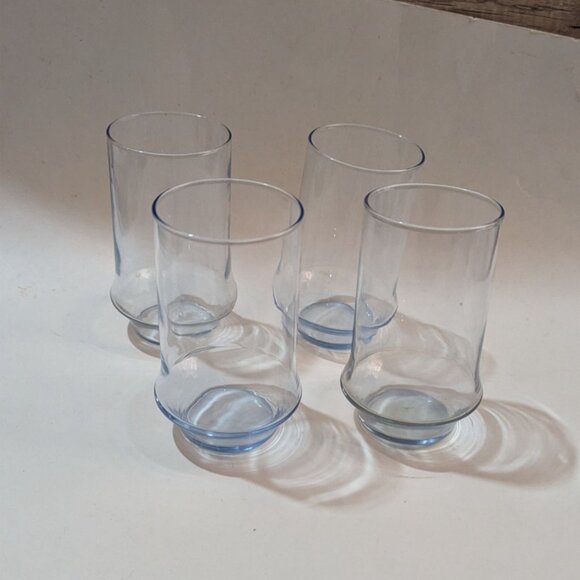 Libbey Iced Blue Glasses Set Of 4 Clear 5 Inch Tumblers Drinkware Vintage - Picture 5 of 7